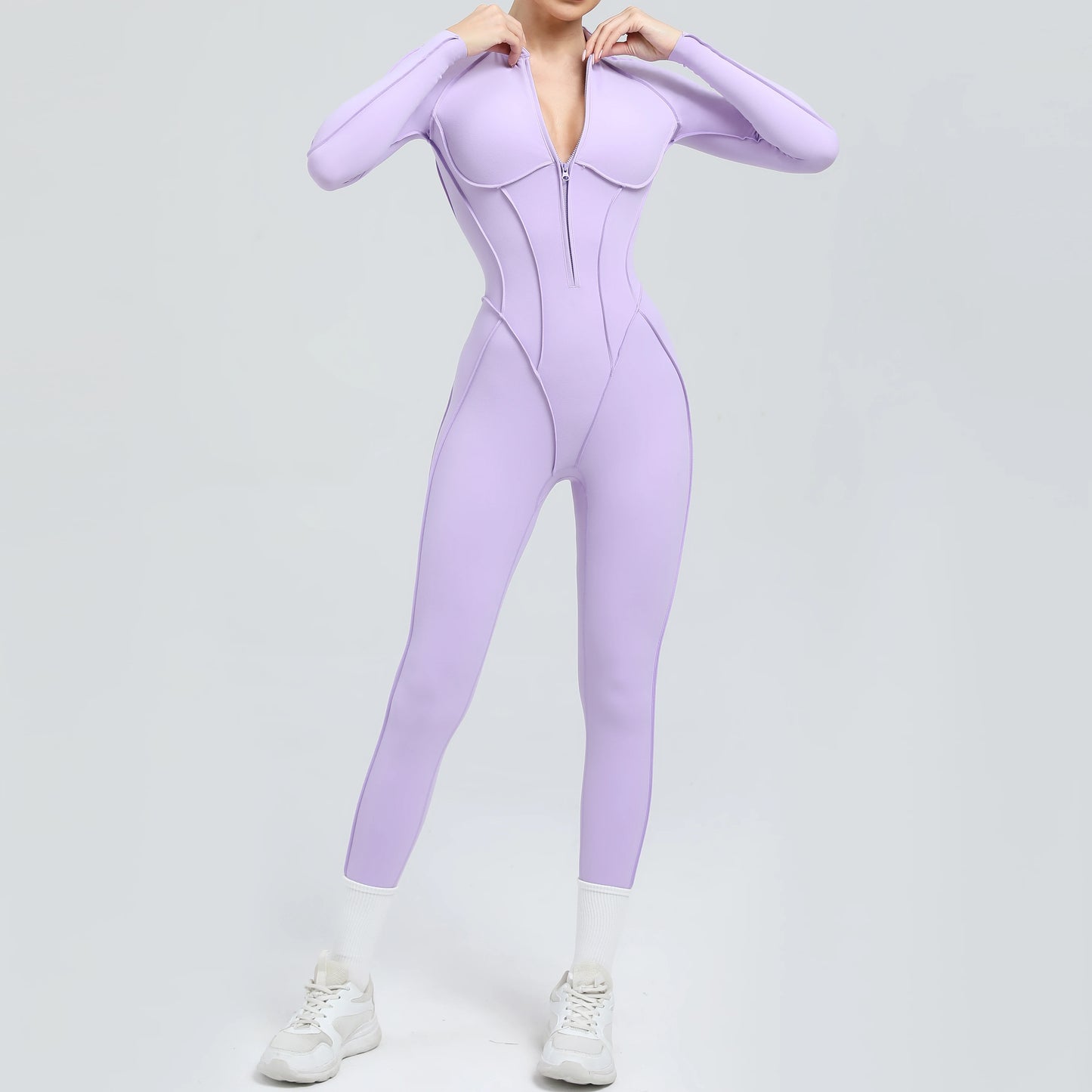 ZEEHOOH Sculpted Full-Length Leggings with Zipper Fly