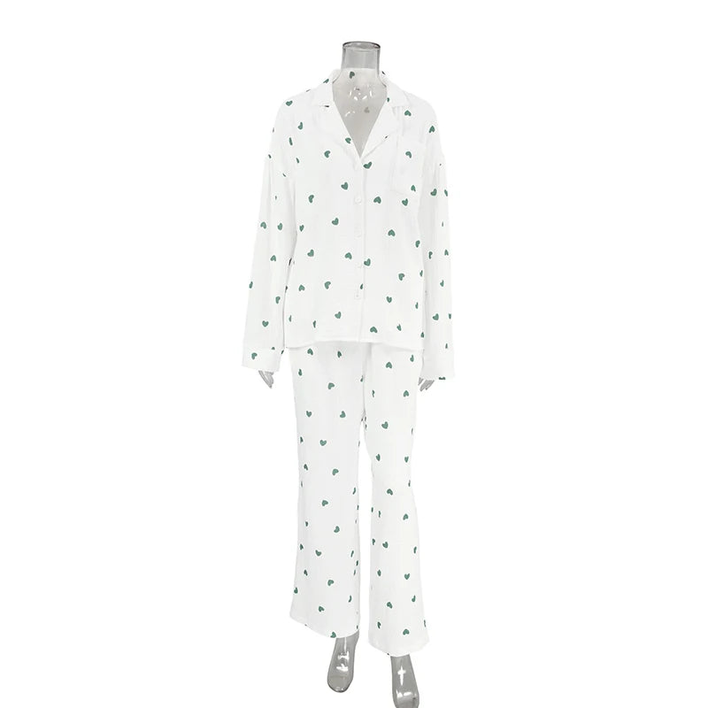 Elegant Love Heart Print Pyjama