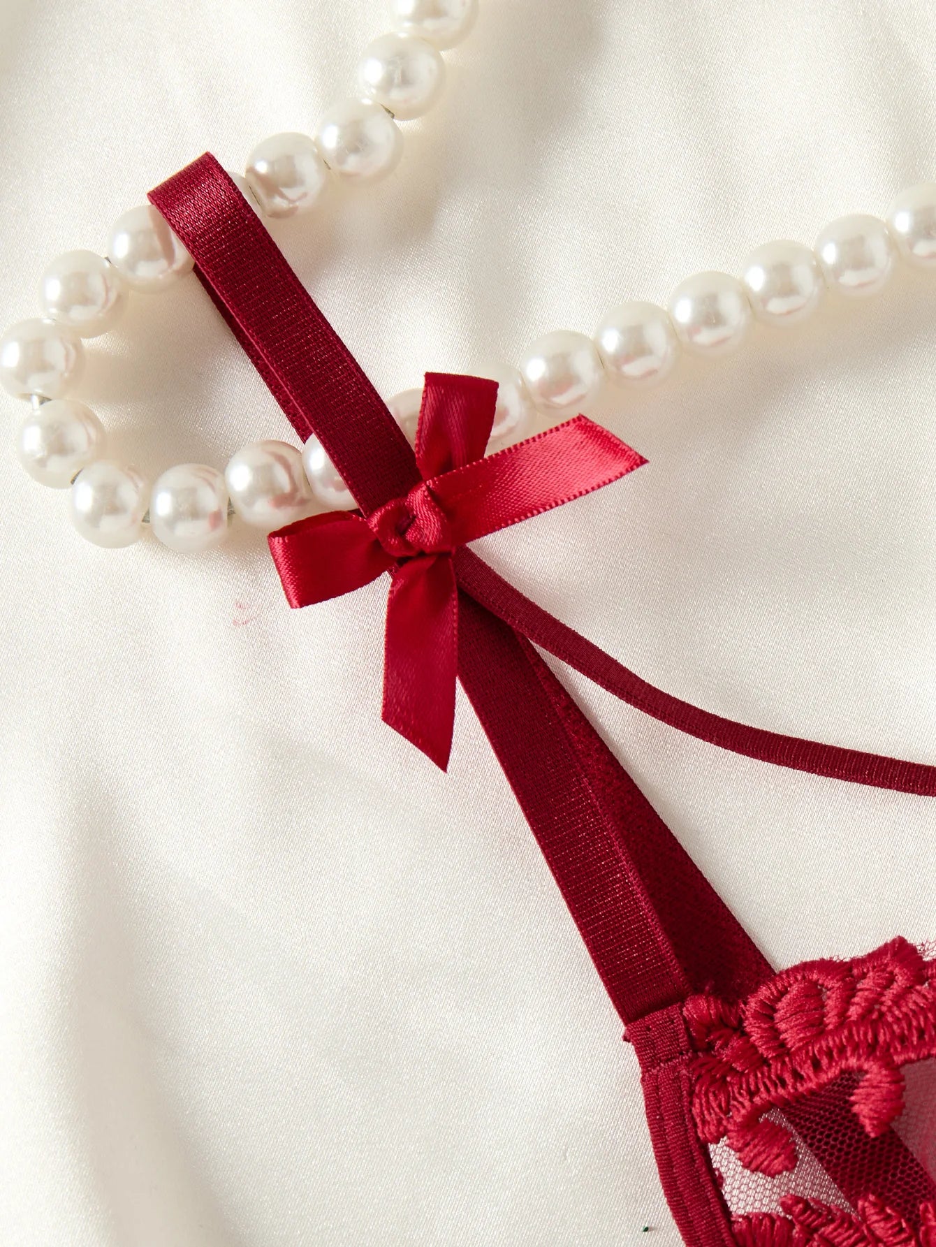 Elegant Bow Embroidered Sheer Nightgown