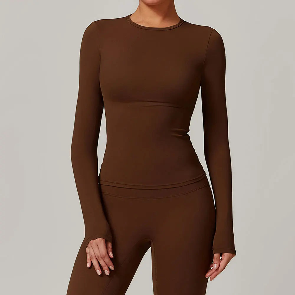 Long-Sleeve Quick-Dry Fitness Yoga T-Shirt – Slim Fit