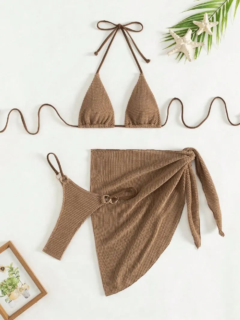 FORM Halter-Neck Three-Piece Swim Set