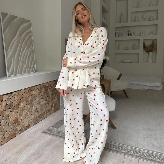Elegant Love Heart Print Pyjama