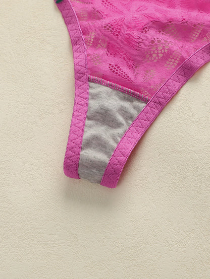 Floral Lace Embroidery Push-Up Bra Adjustable Straps
