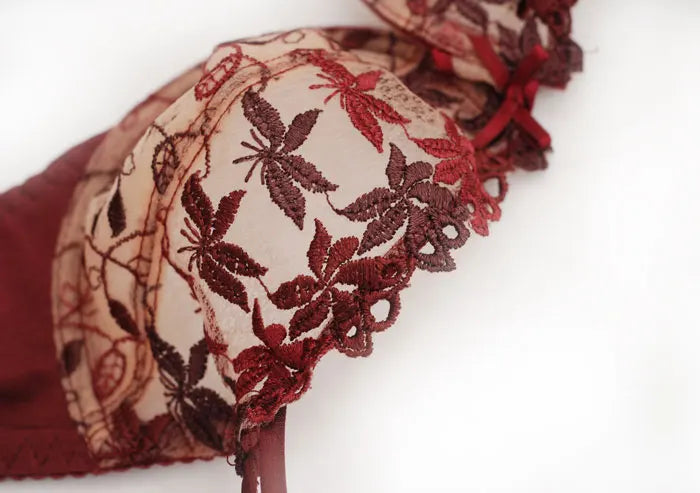 V-Shape Lace Underwire Bra & Brief Set
