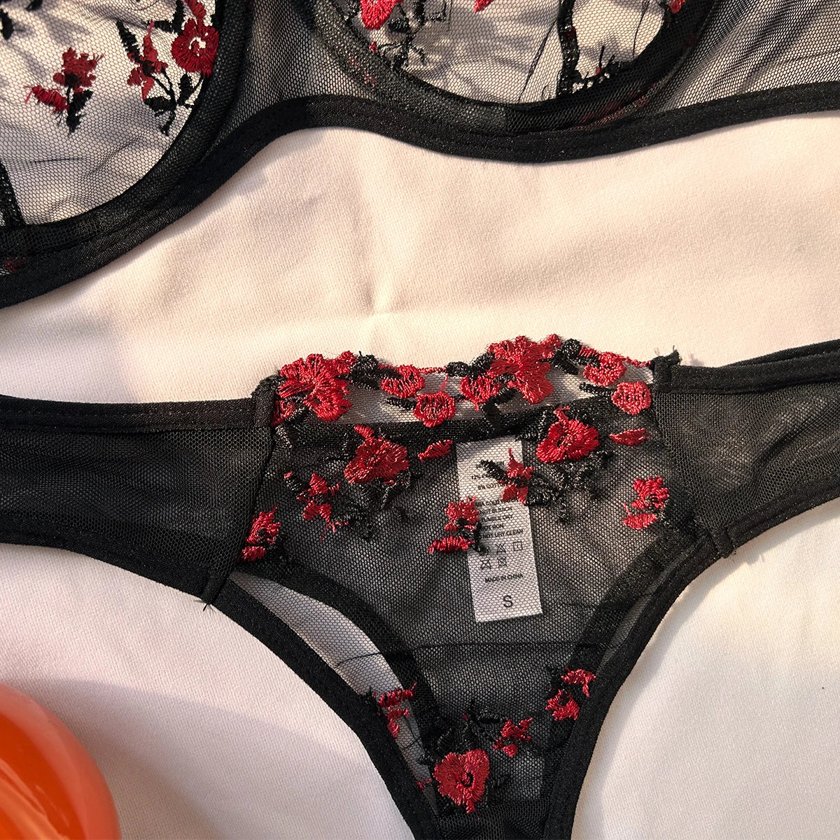 Floral Embroidered Bra & Brief Set