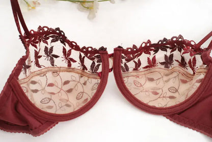 V-Shape Lace Underwire Bra & Brief Set