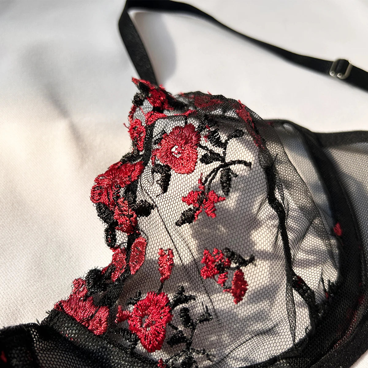 Floral Embroidered Bra & Brief Set
