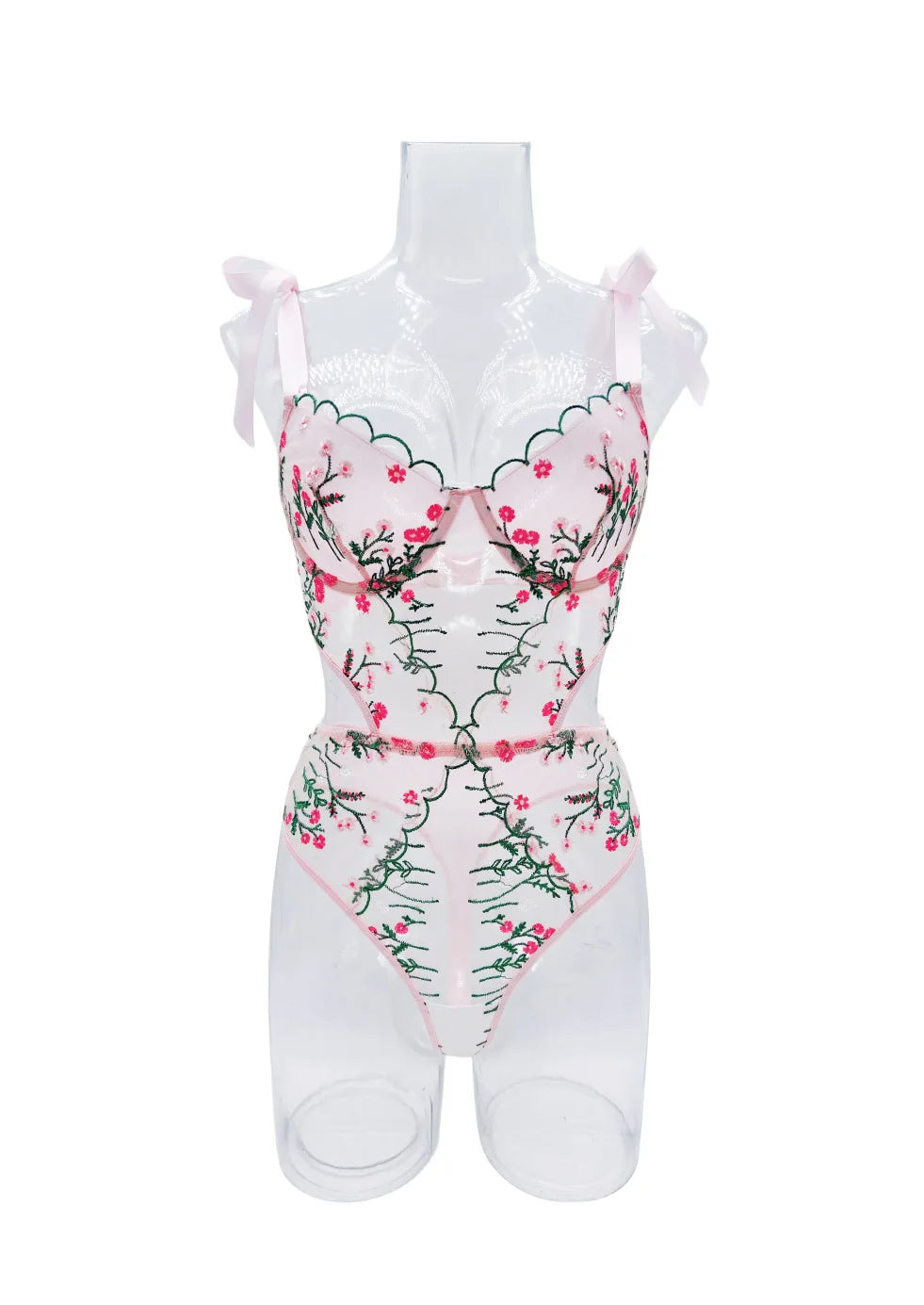 Floral Lace Underwire Bra & Brief Set
