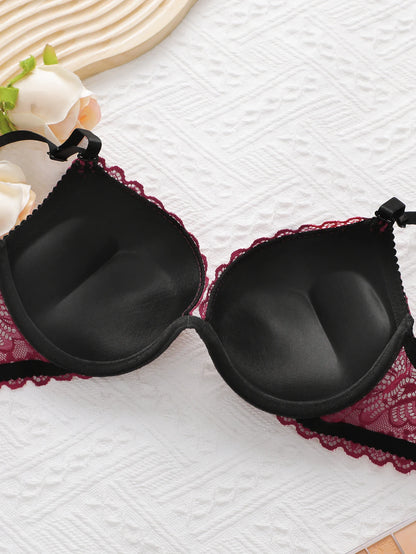 Red Lace Push-Up Underwire Bra & Set