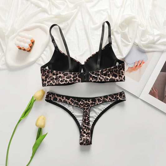 Leopard Print Shaping Bra and Panty Set