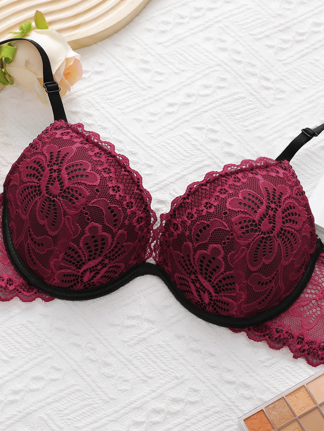 Red Lace Push-Up Underwire Bra & Set