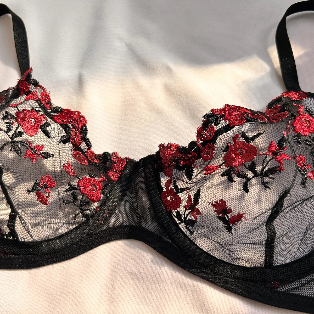 Floral Embroidered Bra & Brief Set