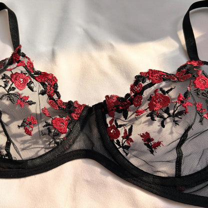 Floral Embroidered Bra & Brief Set
