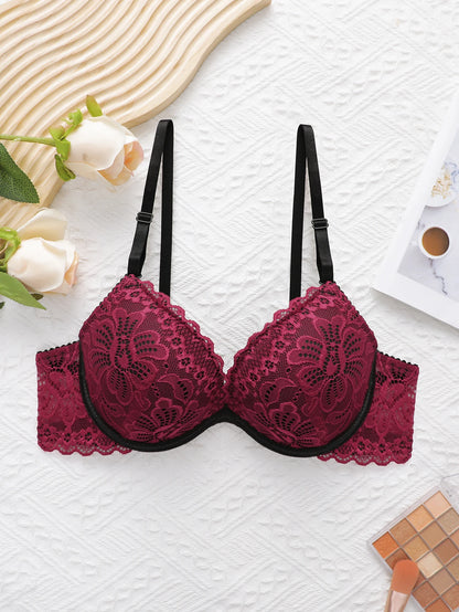 Red Lace Push-Up Underwire Bra & Set