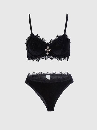 Unlined Sequined Underwire Bra & Brief Set