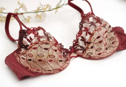V-Shape Lace Underwire Bra & Brief Set