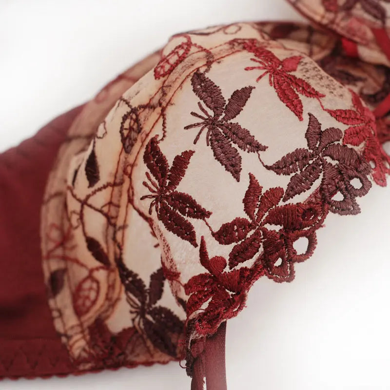 V-Shape Lace Underwire Bra & Brief Set