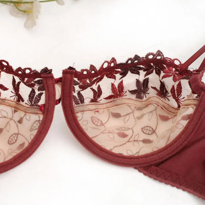V-Shape Lace Underwire Bra & Brief Set