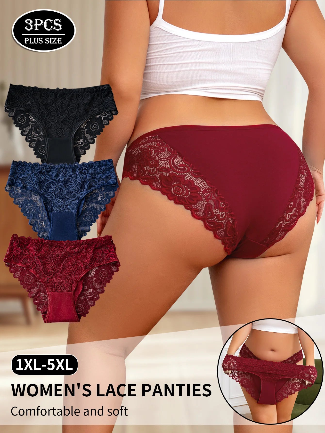 Delicate Hollow Embroidery Lace Panty