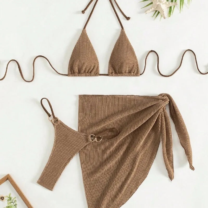 FORM Halter-Neck Three-Piece Swim Set
