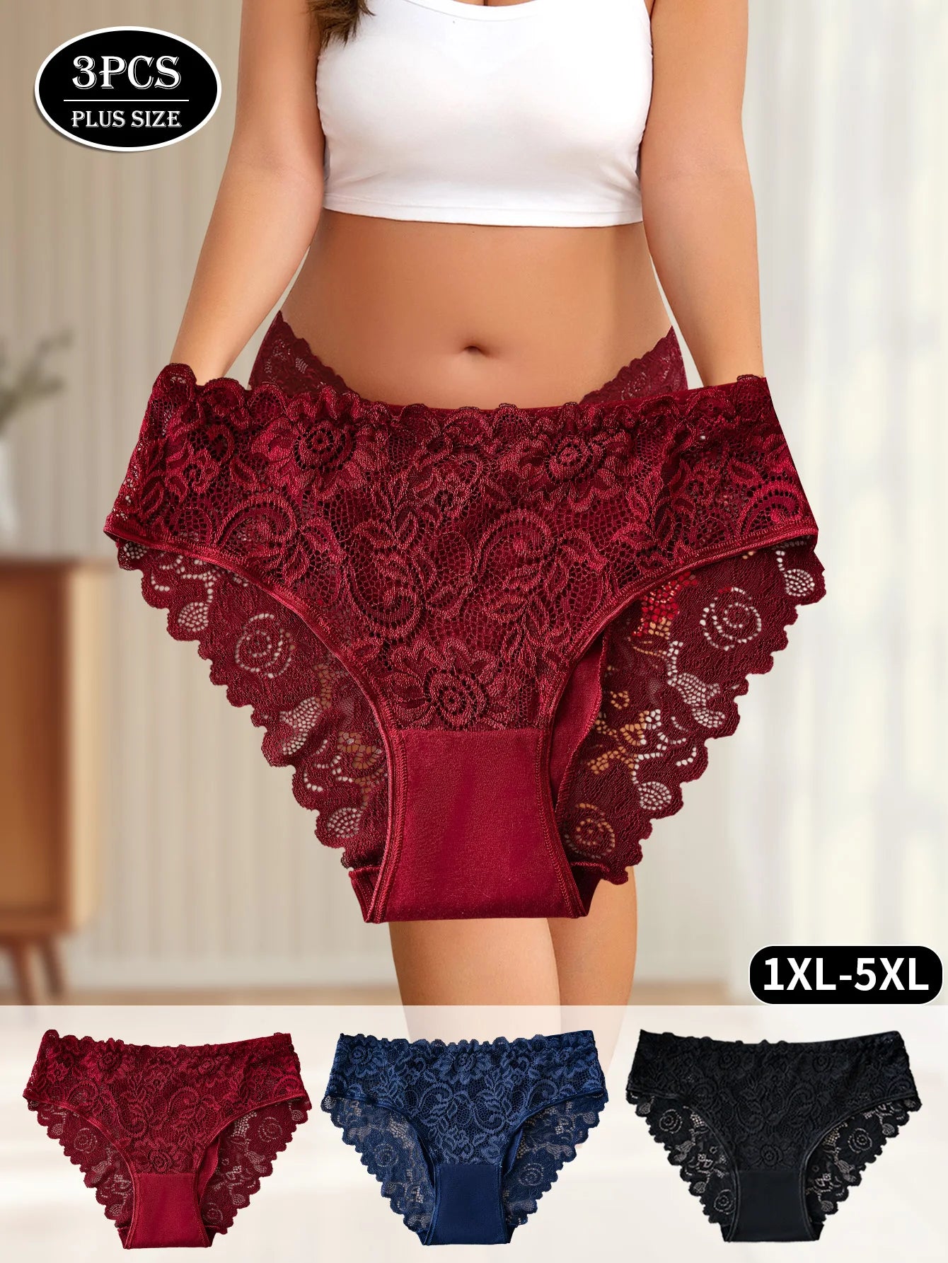 Delicate Hollow Embroidery Lace Panty