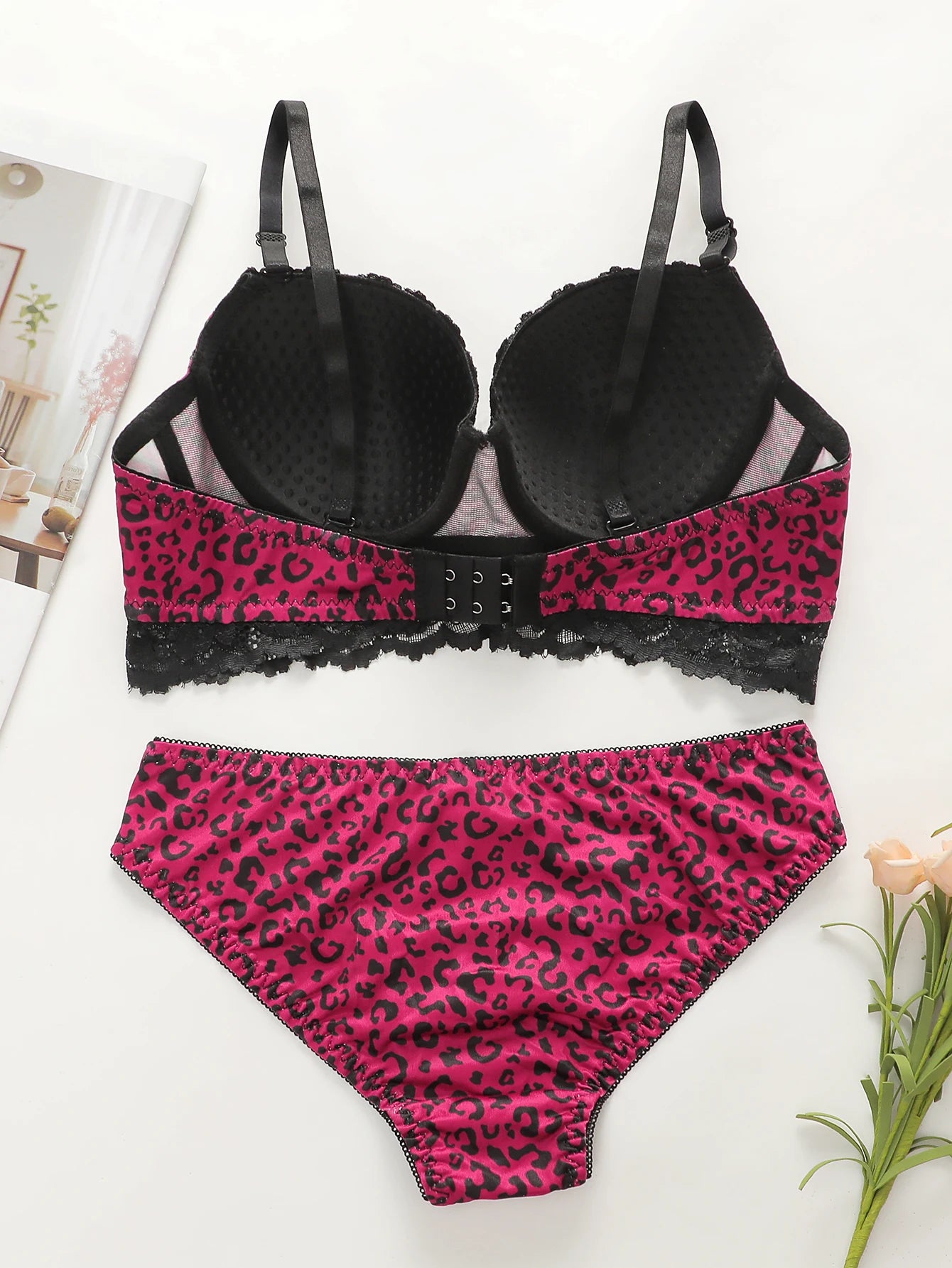 Embroidered Lace Push-Up Bra & Brief Set