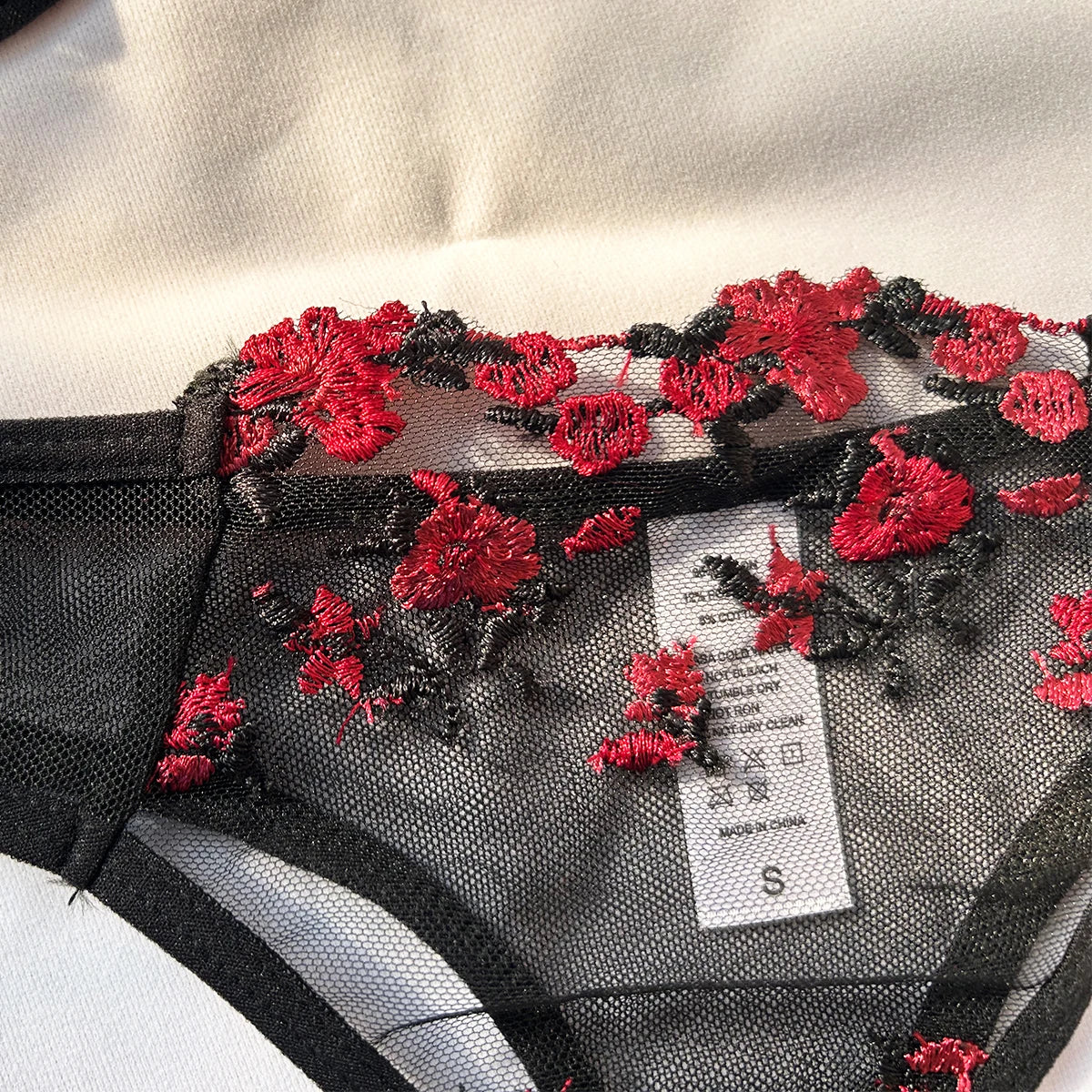 Floral Embroidered Bra & Brief Set