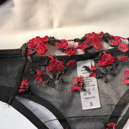 Floral Embroidered Bra & Brief Set