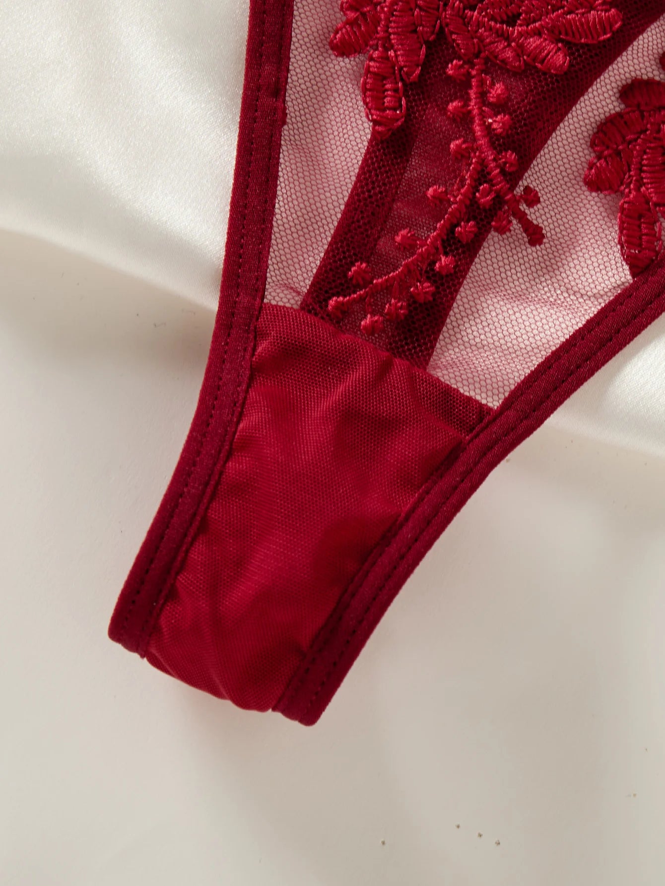 Elegant Bow Embroidered Sheer Nightgown