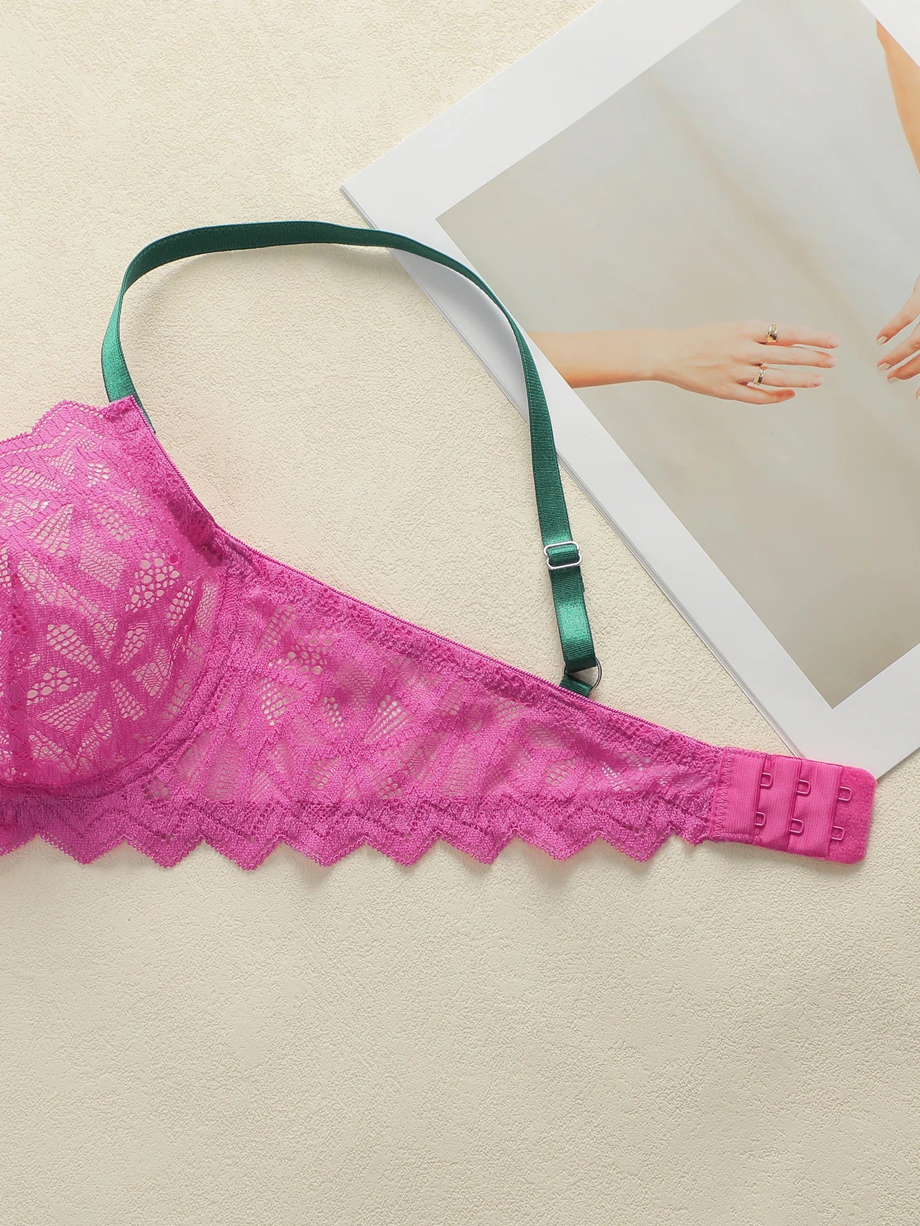 Floral Lace Embroidery Push-Up Bra Adjustable Straps
