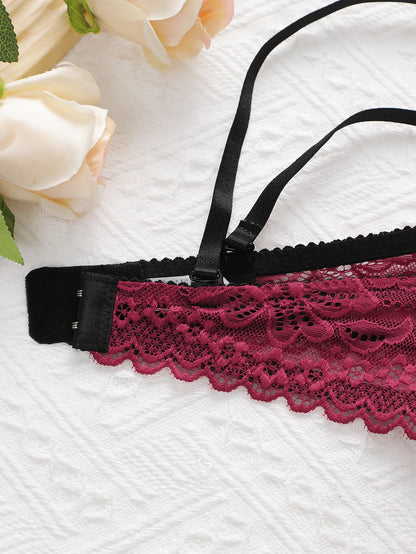 Red Lace Push-Up Underwire Bra & Set