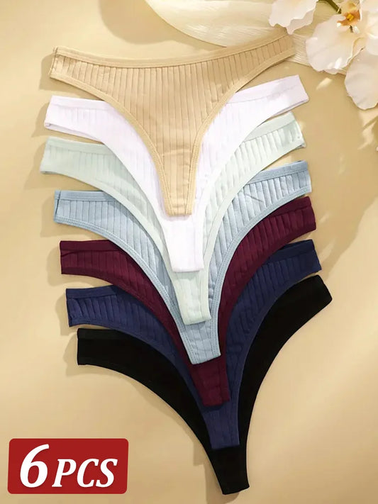 Women Cotton Thongs Panty Low Rise G-String Bikini