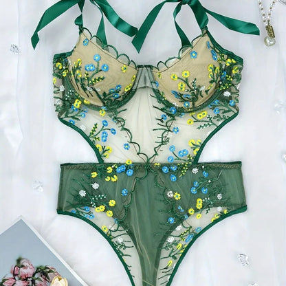 Floral Lace Underwire Bra & Brief Set
