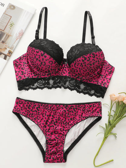 Embroidered Lace Push-Up Bra & Brief Set