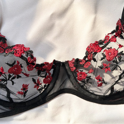 Floral Embroidered Bra & Brief Set